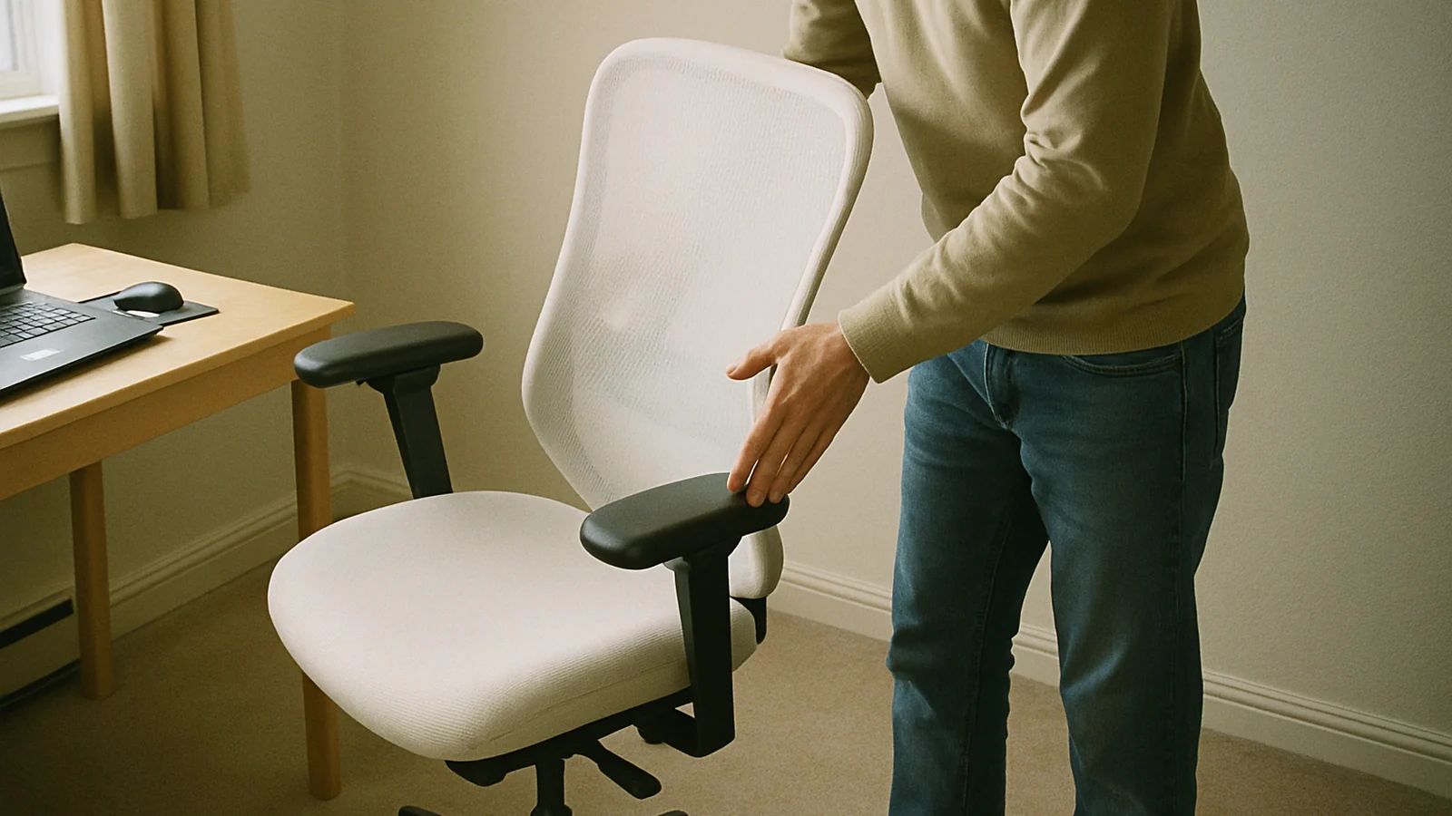 White ergonomic chair detail for the lumbar and armrest checklist for white desk chairs
